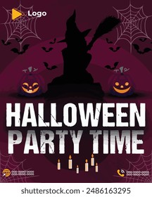 Halloween banner with spooky pumpkins | Halloween Flyer Instagram Social Media Post And Web Banner | Halloween Night Party Social Media Post Template | Halloween night party social media post banner