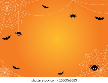 Halloween banner template background decoration with spiderweb and bat 