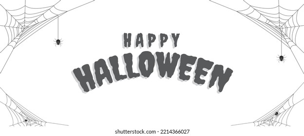 Halloween banner template design. Spider web illustration with white background color.