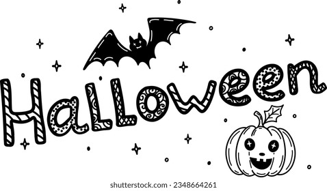 Halloween banner template. Elements for Halloween pumpkin, bat in the starry sky.  A creepy Halloween website, a background picture, or a banner template.