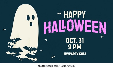 Halloween Banner. Trendy cartoon Illustration for Halloween day. Good for print, banner, flyer, poster, greeting card, etc.