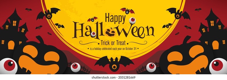 halloween banner vector design. halloween pumpkins and on dark background for greeting card, banner, poster,blog, article, social media, marketing
