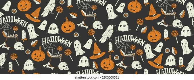 Halloween banner. Vector icon and collection element for Helloween party invitation, greeting cards, posters, web design.