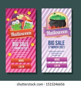 halloween banner vertical book potion witch vector illustration