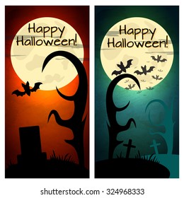 Halloween banners backgrounds set. Vector illustration
