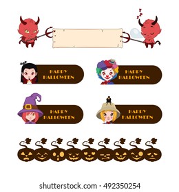 Halloween banners with different characters