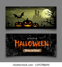 Halloween Banners horizontal collections, Vector illustrations