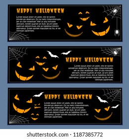 Halloween banners leaflets vector set