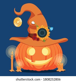halloween banners with pumpkins and witch hats