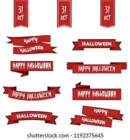 Halloween banners in red isolated on white background. Vector illustration