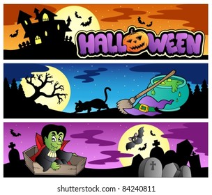 Halloween banners set 3 - vector illustration.