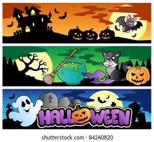 Halloween banners set 4 - vector illustration.