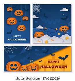 Halloween Banners Set. Vector Illustration. Trick or Treat Stickers for Party Invitation or menu design. Vector halloween.