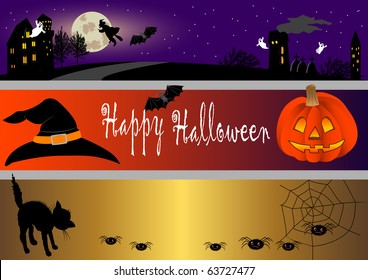  halloween banners set. vector illustration.
