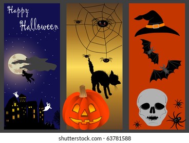 halloween banners set. vector illustration.