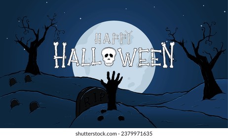 Pancartas de Halloween con esqueleto, vampiro, manos zombie. Vector Halloween manos monstruo gravestones, fiesta de la noche del horror y truco o evento de regalo