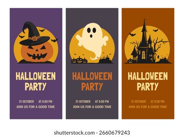 Halloween banners. Space for your text. Vector Halloween party invitation design.