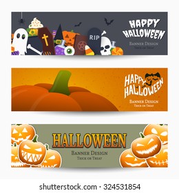Halloween banners, vector graphic design elements