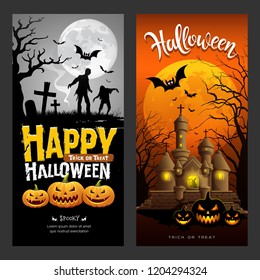 Halloween banners vertical collections design background, Vector illustrations