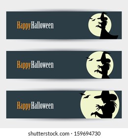 Halloween banners with witch - vector illustration