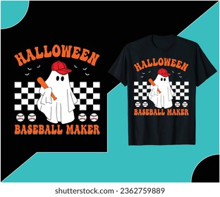 HALLOWEEN BASEBALL MAKER T-SHIRT DESIGN.