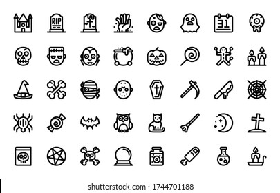 Halloween Basic Outline Icons set