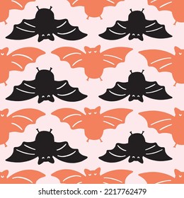 Halloween bat background pattern. Vector Holidays illustration. 