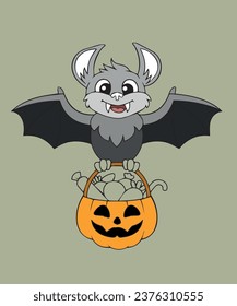 Halloween bat with a basket of candies
