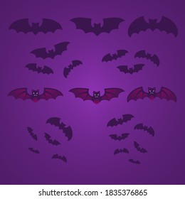Halloween Bat Cartoon Silhouette Bundle Vector Design Illustration