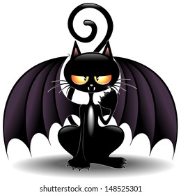 Halloween Bat Cat Funny Cartoon