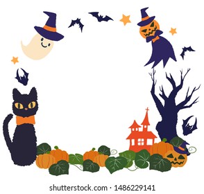 Halloween, bat and cat haunted lively