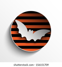 Halloween Bat Circle Frame Pumpkin Button Vector