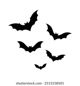 Halloween bat collection,halloween bat element, bat flock halloween element, vector black bat,