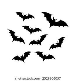 Halloween bat collection,halloween bat element, bat flock halloween element, vector black bat