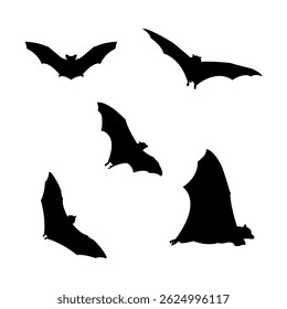 Halloween bat collection,vector black bat,vector bat,Black silhouettes of bats set on white background