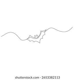 Halloween bat  continuous one line drawing of outline vector illustration
