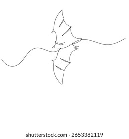 Halloween bat  continuous one line drawing of outline vector illustration