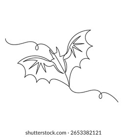 Halloween bat  continuous one line drawing of outline vector illustration