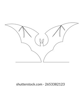 Halloween bat  continuous one line drawing of outline vector illustration