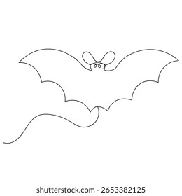 Halloween bat  continuous one line drawing of outline vector illustration