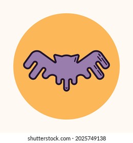 Halloween bat. Cute simple linear flat icon. Colorful isolated illustration. Vector design