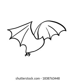 Halloween bat doodle element. Isolated vector illustration for october holidays design