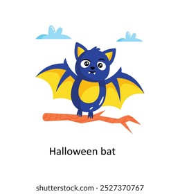 Halloween Fledermaus Doodle Vektorkontur Aufkleber. EPS 10-Datei