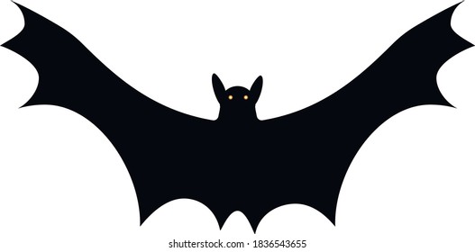 Halloween bat element with glowing eyes in black
