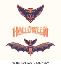 ilustración vectorial del elemento murciélago de halloween