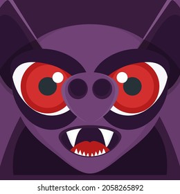 Halloween bat face. Decoration element from scattered silhouettes.