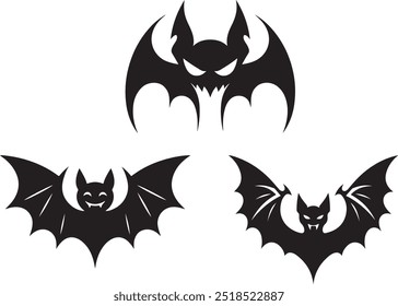 Halloween bat face silhouette vector art.