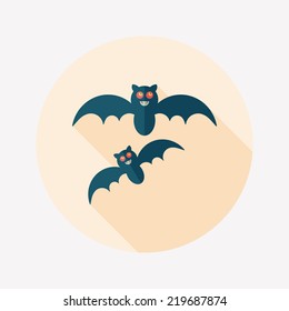 Halloween bat flat icon with long shadow,eps10