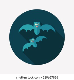 Halloween bat flat icon with long shadow,eps10