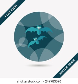 Halloween bat flat icon with long shadow,eps10